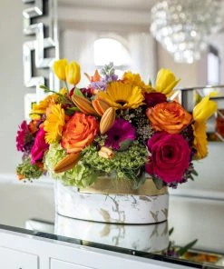 Inspire Me! Home Decor White And Gold Marble Design Oval Vase " From Pops Of Color Home Collection"