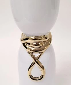 Inspire Me! Home Decor White Ceramic Vase With Elegant Gold Details (2 Sizes) 12 Inspire Me! Home Decor White Ceramic Vase With Elegant Gold Details (2 Sizes)