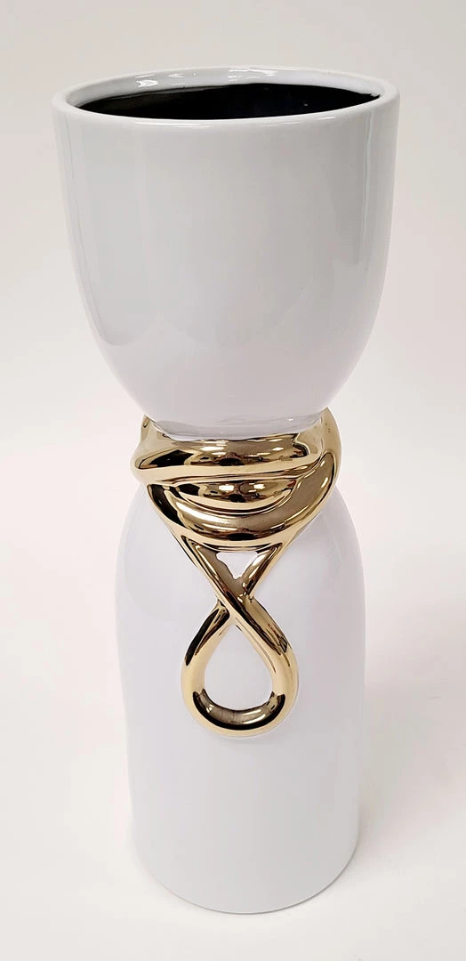 Inspire Me! Home Decor White Ceramic Vase With Elegant Gold Details (2 Sizes) 7 Inspire Me! Home Decor White Ceramic Vase With Elegant Gold Details (2 Sizes)