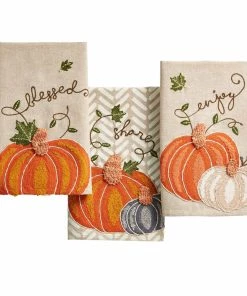 Inspire Me! Home Decor Rustic Embroidered Fall Pumpkin Dish Towel (3 Styles)