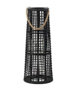 Inspire Me! Home Decor Indoor/Outdoor Rattan Black Tapered Lantern (2 Sizes)