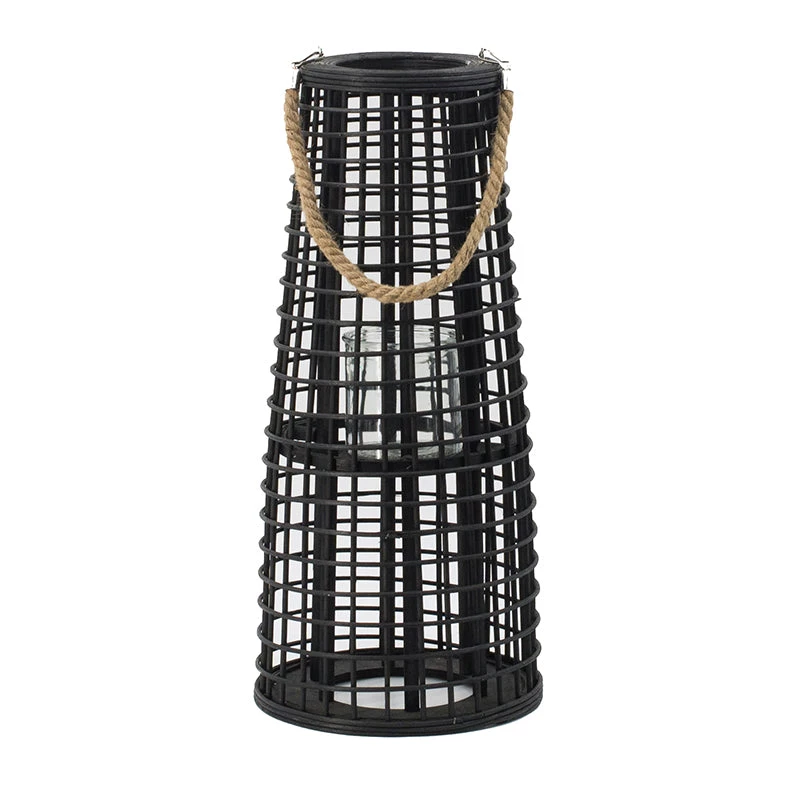 Inspire Me! Home Decor Indoor/Outdoor Rattan Black Tapered Lantern (2 Sizes) 5 Inspire Me! Home Decor Indoor/Outdoor Rattan Black Tapered Lantern (2 Sizes)