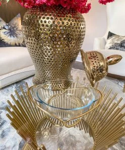 Inspire Me! Home Decor Round Glass Serveware With Metal Base And Handles (2 Colors) KITCHEN