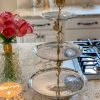 Inspire Me! Home Decor 3-Tier Dessert Stand With Gold Flowers
