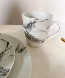 Inspire Me! Home Decor KITCHEN Metallic Marbled 16 Piece Dinner Set