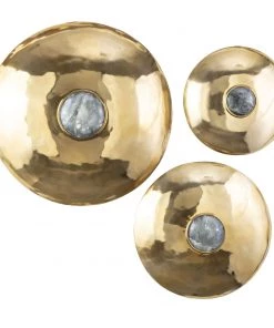 Inspire Me! Home Decor Gold Disk W/ Grey Natural Stone Wall Decor, Set Of 3 WALL ART & MIRRORS