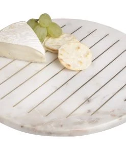 Inspire Me! Home Decor Round Marble Tray With Gold Line Details