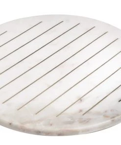Inspire Me! Home Decor Round Marble Tray With Gold Line Details
