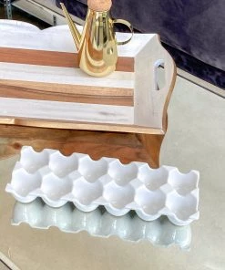 Inspire Me! Home Decor White Ceramic Egg Tray KITCHEN