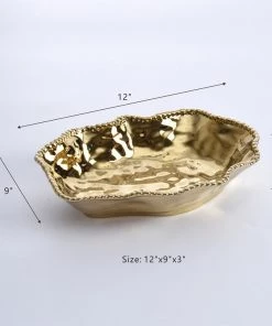 Inspire Me! Home Decor Gold Wavy Beaded Serving Bowl 13 Inspire Me! Home Decor Gold Wavy Beaded Serving Bowl