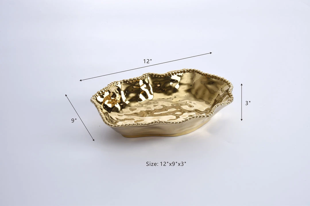 Inspire Me! Home Decor Gold Wavy Beaded Serving Bowl 8 Inspire Me! Home Decor Gold Wavy Beaded Serving Bowl