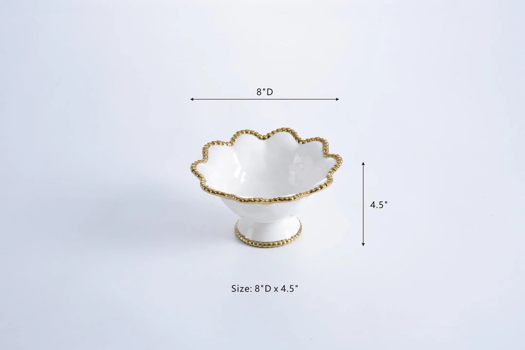 Inspire Me! Home Decor Gold And White Beaded Pedestal Bowl 9 Inspire Me! Home Decor Gold And White Beaded Pedestal Bowl