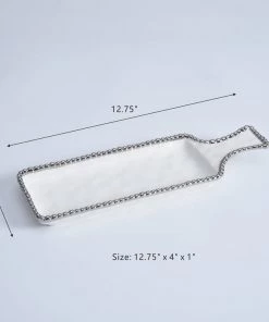 Inspire Me! Home Decor Short Silver And White Beaded Tray 11 Inspire Me! Home Decor Short Silver And White Beaded Tray