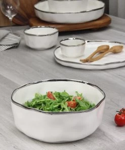 Inspire Me! Home Decor Silver And White Porcelain Bowl 9 Inspire Me! Home Decor Silver And White Porcelain Bowl