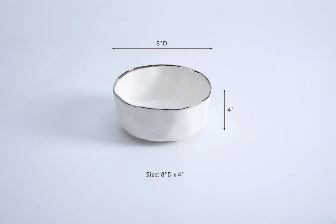 Inspire Me! Home Decor Silver And White Porcelain Bowl 5 Inspire Me! Home Decor Silver And White Porcelain Bowl