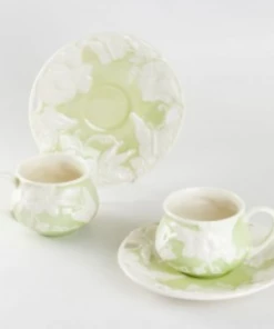Inspire Me! Home Decor KITCHEN Set Of 2 Butterfly Tea Cup & Saucers