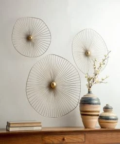 Inspire Me! Home Decor WALL ART & MIRRORS Gold Asymmetrical Circles Wall Art (Set Of 3 - 3 Different Sizes)