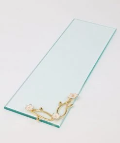 Inspire Me! Home Decor Rectangular Glass Tray With Cherry Blossom Details