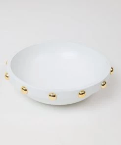 Inspire Me! Home Decor Wood Bowl With Gold Studded Details