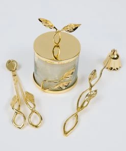 Inspire Me! Home Decor Gold Leaf Candle Bundle