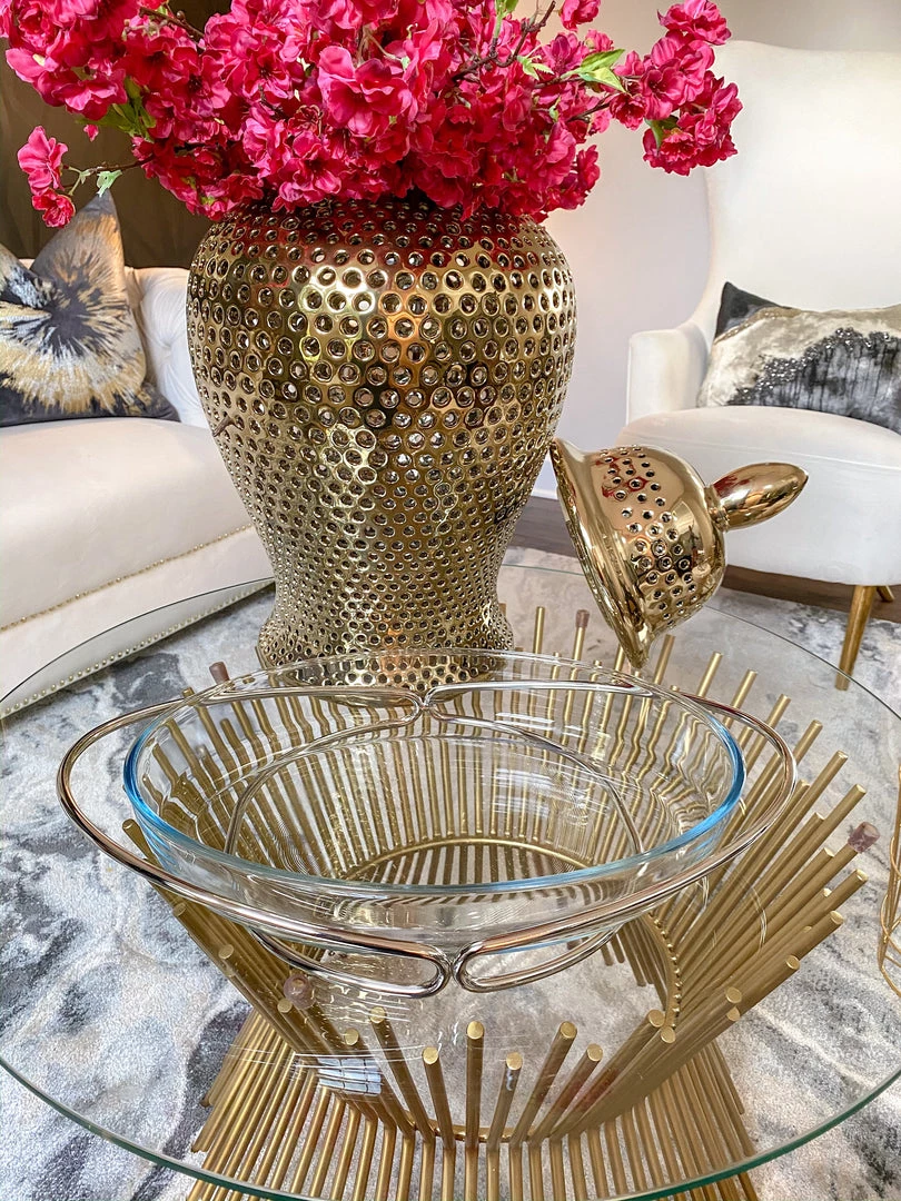 Inspire Me! Home Decor Oval Glass Serveware With Metal Base (2 Colors) 4 Inspire Me! Home Decor Oval Glass Serveware With Metal Base (2 Colors)