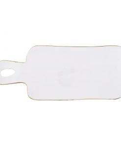 Inspire Me! Home Decor White Ceramic Rectangle Tray W/ Gold Trim KITCHEN