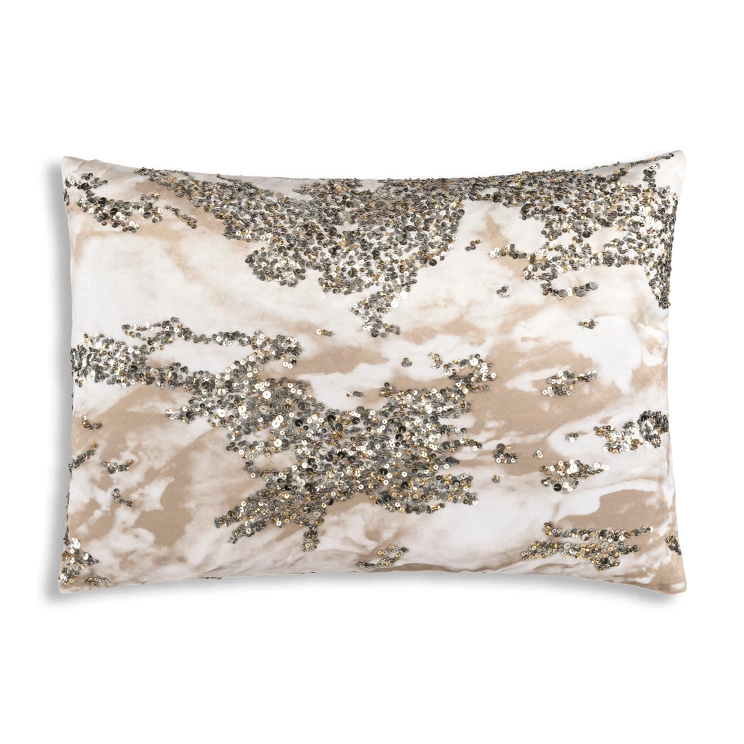 Cloud9d Amal - Ivory/Beige Pillow W/ Gold And Silver Print - 20" X 14" 3 Cloud9d Amal - Ivory/Beige Pillow W/ Gold And Silver Print - 20" X 14"