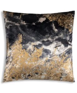 Cloud9d PILLOWS, RUGS, & THROWS Inaya - Abstract Digital Printed Velvet Pillow W/ Gold And Silver Foil - 22