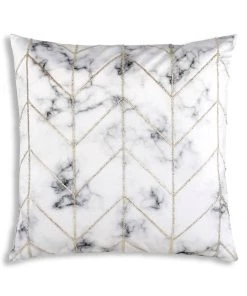 Cloud9d Keva - Digital Print Velvet Square Pillow W/ Hand Beaded Silver Crystal Beads - 22" X 22"