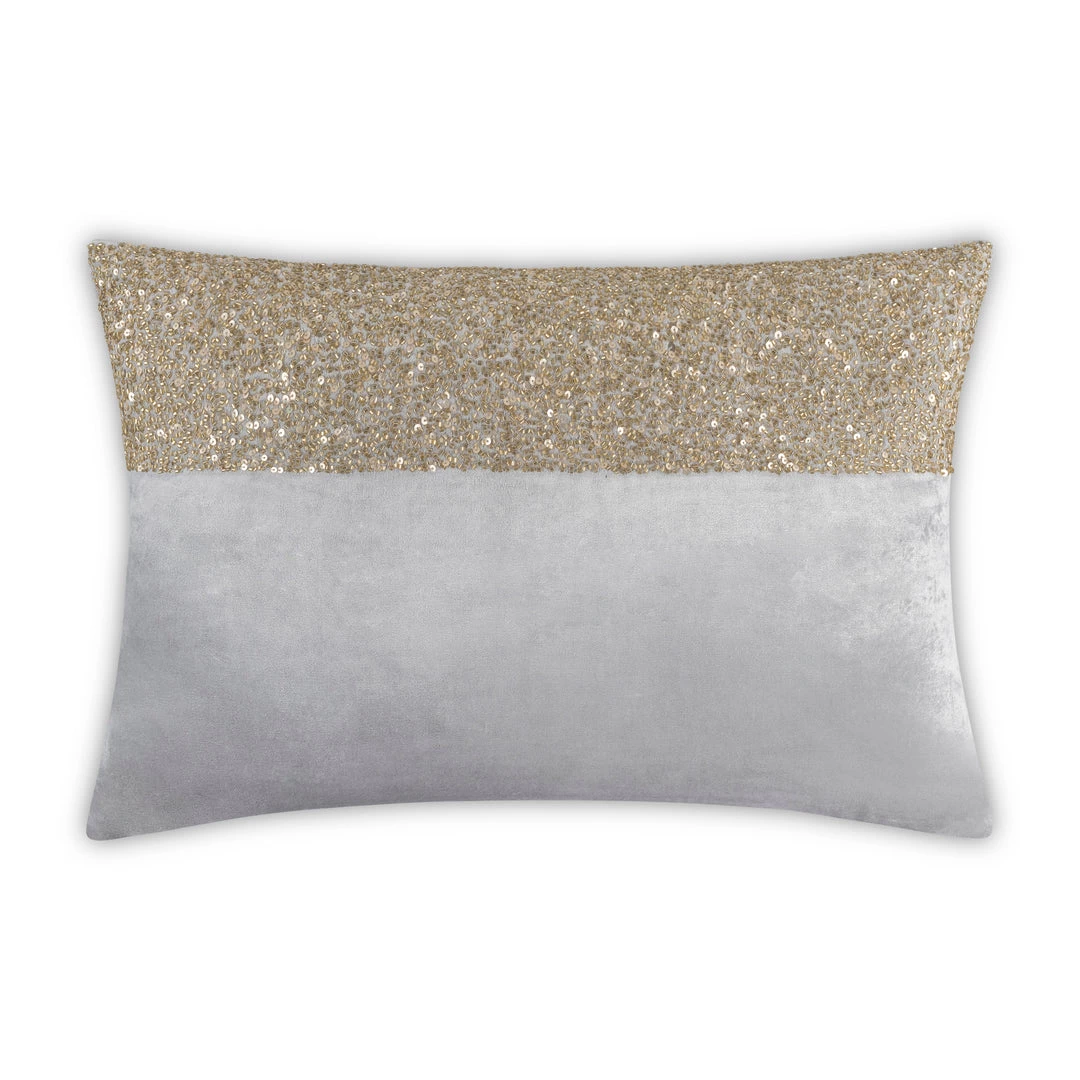 Cloud9d PILLOWS, RUGS, & THROWS Lena - Grey Velvet Pillow 5" Top Beaded In Gold Beadwork - 20" X 14" 3 Cloud9d PILLOWS, RUGS, & THROWS Lena - Grey Velvet Pillow 5" Top Beaded In Gold Beadwork - 20" X 14"