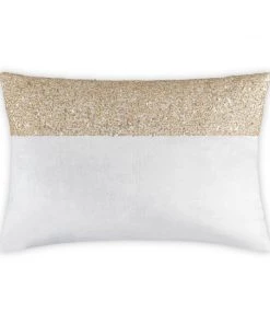 Cloud9d Lena - Ivory Velvet Pillow 5" Top Beaded In Gold Beadwork - 20" X 14"