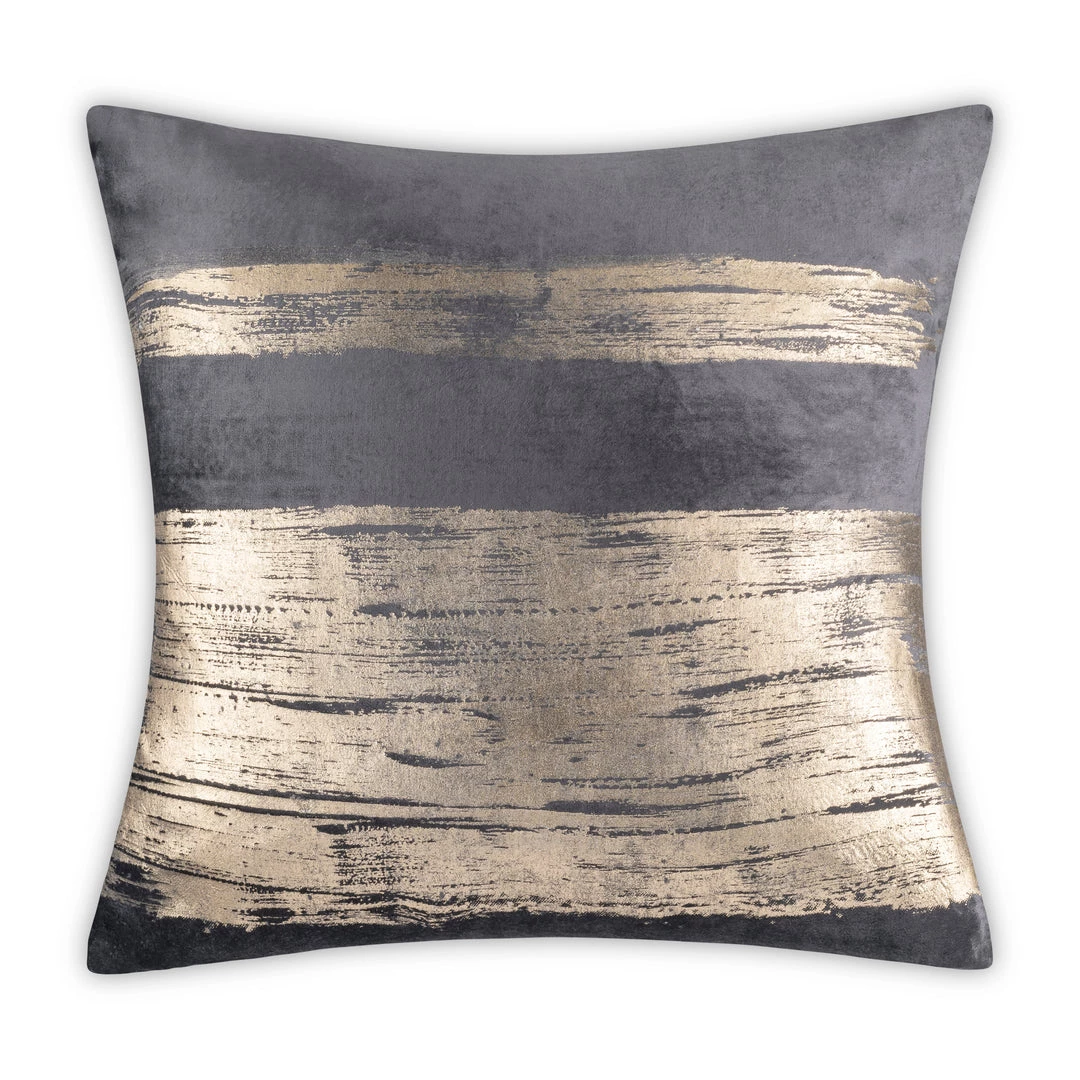 Cloud9d PILLOWS, RUGS, & THROWS Leyla - Charcoal Velvet Pillow W/ Hand Painted Gold Brushstrokes - 20" X 20" 3 Cloud9d PILLOWS, RUGS, & THROWS Leyla - Charcoal Velvet Pillow W/ Hand Painted Gold Brushstrokes - 20" X 20"