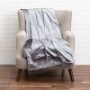 Cloud9d Noya - Crushed Grey Velvet Throw W/ Metallic Silver Trim - 60" X 50" PILLOWS, RUGS, & THROWS