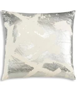 Cloud9d Zara - Ivory Velvet Pillow W/ Abstract Silver Foil - 22" X 22" PILLOWS, RUGS, & THROWS
