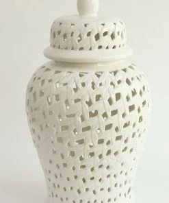 Inspire Me! Home Decor White Leaf Pattern Ginger Jar (2 Sizes) 17 Inspire Me! Home Decor White Leaf Pattern Ginger Jar (2 Sizes)