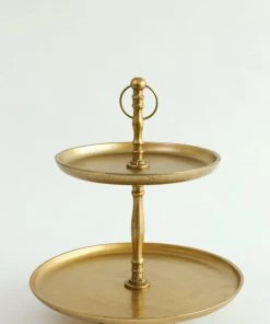 Inspire Me! Home Decor Gold 2-Tiered Metal Cake Stand