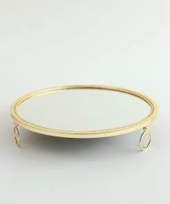 Inspire Me! Home Decor Gold Circle Mirror Tray W/ Circle Feet