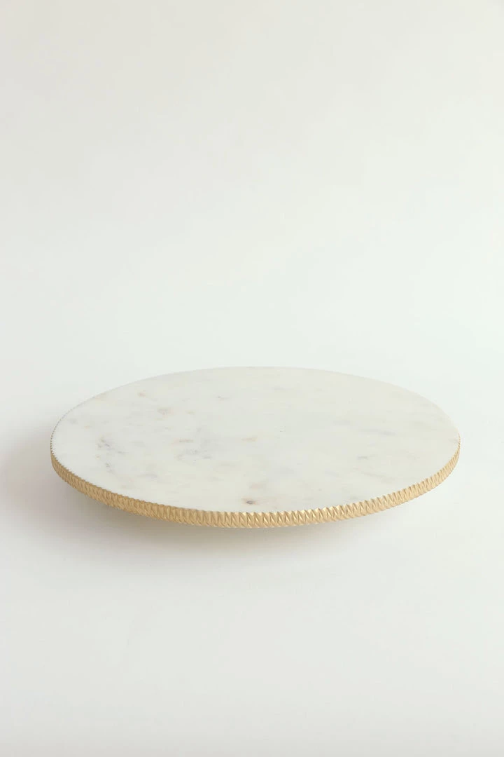 Inspire Me! Home Decor White Marble Round Lazy Susan W/ Gold Textured Edge 7 Inspire Me! Home Decor White Marble Round Lazy Susan W/ Gold Textured Edge