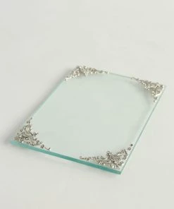 Inspire Me! Home Decor Glass Tray W/ Silver Corner Details And Swarovski Crystals 9 Inspire Me! Home Decor Glass Tray W/ Silver Corner Details And Swarovski Crystals
