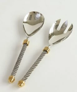 Inspire Me! Home Decor Silver Coil Servers W/ Gold Detail