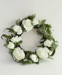 Inspire Me! Home Decor White Rose And Eucalyptus Wreath