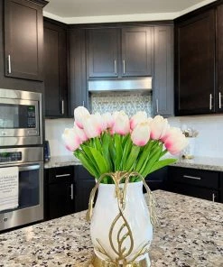 Inspire Me! Home Decor White Ceramic Pitcher With Gold Textured Design Handle & Base " From Pops Of Color Home Collection" 7 Inspire Me! Home Decor White Ceramic Pitcher With Gold Textured Design Handle & Base