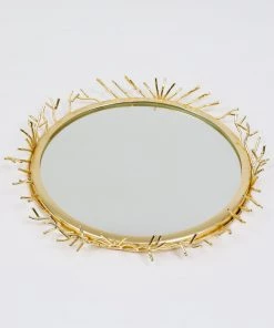 Inspire Me! Home Decor Round Decorative Mirror Tray With Gold Details