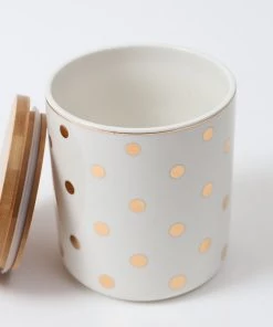 Inspire Me! Home Decor Gold Polka Dots Lidded Jar