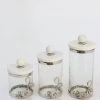 Inspire Me! Home Decor Gold Or Silver Metal Floral Glass Canisters With Marble Lid-With Metal Rim (3 Sizes) (2 Colors)