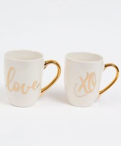 Inspire Me! Home Decor White Mug With Gold Handle (2 Styles)