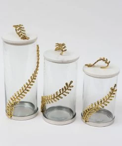 Inspire Me! Home Decor Gold Curry Leaf Canister (3 Sizes)