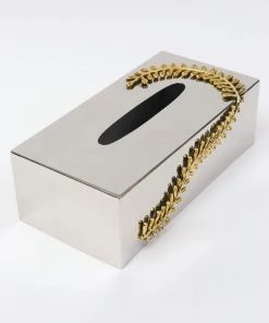 Inspire Me! Home Decor Gold & Silver Tissue Box Cover With Gold Leaf Design