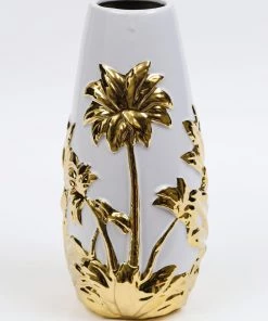 Inspire Me! Home Decor White Porcelain Vase With Gold Tree Design