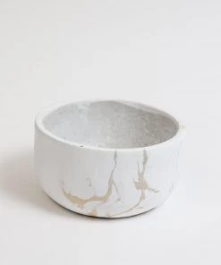 Inspire Me! Home Decor White Marble Design Bowl/Vase (2 Sizes)